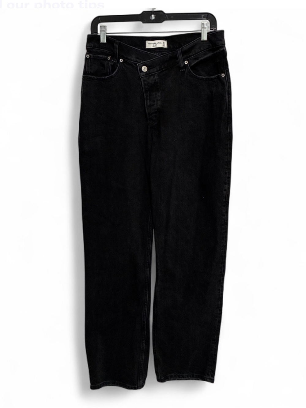 Abercrombie and Fitch Black Crossover Waist Dad High Rise Jeans